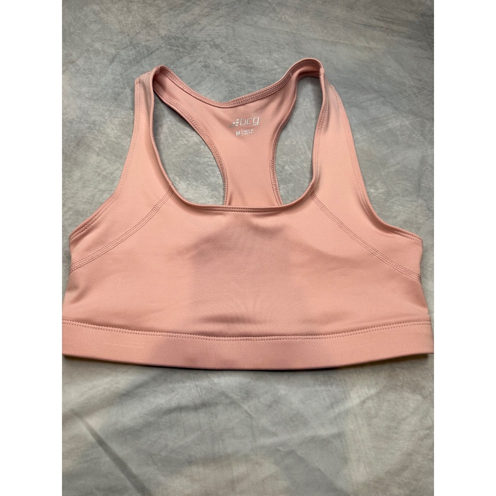 BCG Womens Racerback Sports Bra Blush Pink Medium Activewear Yoga Gym 098223
